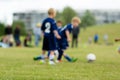 Three blurred soccer kids Royalty Free Stock Photo