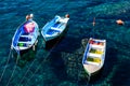 Three Boats Anchored near Riomaggiore Royalty Free Stock Photo
