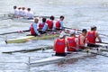 Three boats with four men teams rowing