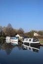 Three boats on Lancaster canal at Tewitfield