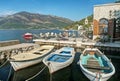 Three boats near old restaurant Royalty Free Stock Photo