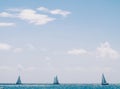 Three boats at the open sea at sunny day Royalty Free Stock Photo