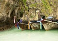 Three boats on Phiphi Ley island