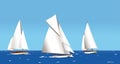 Three boats sailing on summer sea. Clean landscape Royalty Free Stock Photo