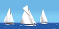 Three boats sailing on summer sea. Clean landscape Royalty Free Stock Photo