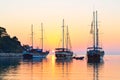 Three boats in the sea Royalty Free Stock Photo