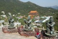 Three bodhisattva sculptures at the Po Lin Monastery, Lantau Island, Hong Kong, China.