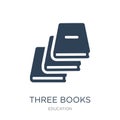 three books icon in trendy design style. three books icon isolated on white background. three books vector icon simple and modern