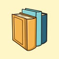 Three Books Standing in a Line Vector Cartoon Illustration