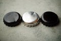 Three bottle caps Royalty Free Stock Photo