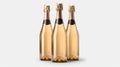 three bottles of champagne on a clean white background Royalty Free Stock Photo