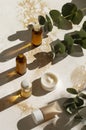Three Bottles of Lotion on Table Royalty Free Stock Photo