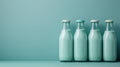 Three Bottles of Milk Arranged Side by Side Royalty Free Stock Photo