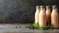 Three Bottles of Milk Hanging on a Wall Royalty Free Stock Photo