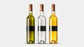 three bottles of wine with corks on a white background Royalty Free Stock Photo