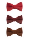 Three bow ties on white background Royalty Free Stock Photo