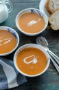 Three bowl of the tarhana soup on the table