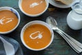 Three bowl of the tarhana soup on the table