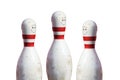 Three Bowling cone with white and red stripes Royalty Free Stock Photo