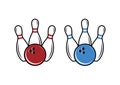 Bowling pins and ball icon set vector Royalty Free Stock Photo