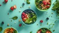 Three Bowls Filled With Various Fruits and Vegetables Royalty Free Stock Photo