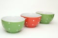 Three bowls with polka dots