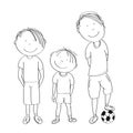 Three boys with ball, ready to play football / soccer - original Royalty Free Stock Photo