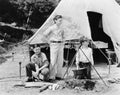 Three boys camping Royalty Free Stock Photo