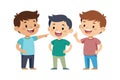 Three boys standing together and talking, sharing a moment of friendship and laughter Royalty Free Stock Photo