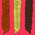 Three braids painted by hand