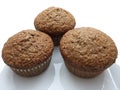 Three bran muffins Royalty Free Stock Photo