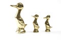Three Brass Mother and Duckling Ducks Royalty Free Stock Photo
