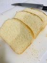 Three bread pieces ready for breakfast.