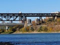 Bridges Across North Saskatchewan River With Train
