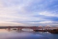 Three bridges, Forth railway Bridge, Forth Road Bridge and Queensferry Crossing, over Firth of Forth near Queensferry in Scotland Royalty Free Stock Photo