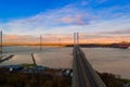 Three bridges, Forth railway Bridge, Forth Road Bridge and Queensferry Crossing, over Firth of Forth near Queensferry in Scotland Royalty Free Stock Photo