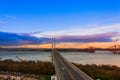 Three bridges, Forth railway Bridge, Forth Road Bridge and Queensferry Crossing, over Firth of Forth near Queensferry in Scotland Royalty Free Stock Photo