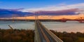 Three bridges, Forth railway Bridge, Forth Road Bridge and Queensferry Crossing, over Firth of Forth near Queensferry in Scotland Royalty Free Stock Photo