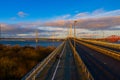 Three bridges, Forth railway Bridge, Forth Road Bridge and Queensferry Crossing, over Firth of Forth near Queensferry in Scotland Royalty Free Stock Photo