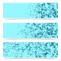 Three bright blue dotted abstract pop art style banners collection Royalty Free Stock Photo