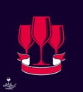 Three bright classic vector goblets with red ribbon