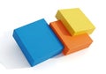 Three brightly colored rectangular blocks stacked together on a white background for creative play Royalty Free Stock Photo