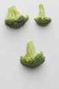 Three broccoli florets Royalty Free Stock Photo