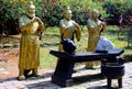 The three bronze statues tell the story of three marriages in Taoyuan