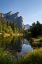 The three brothers rise from the Yosemite valley floor Royalty Free Stock Photo