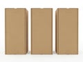Three brown cardboard boxes isolated on white background Royalty Free Stock Photo