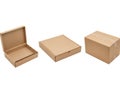 Three brown cardboard boxes isolated on white background Royalty Free Stock Photo