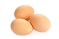 Three Brown Chicken Eggs on White Background Royalty Free Stock Photo