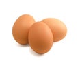 Three brown eggs