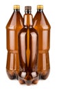 Three brown empty plastic bottles